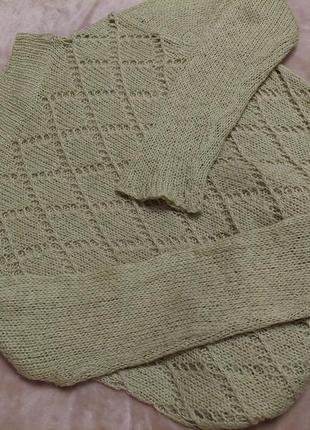 Теплий вовняний мохеровий светр handmade шерстяний cветрик кофта з вовни кофтинка з мохеру з горловиною3 фото