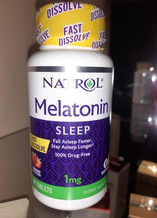 Мелатонин, средство от бессонницы, 90 штук, 1 мг, natrol, сша, новая оригинальная упаковка