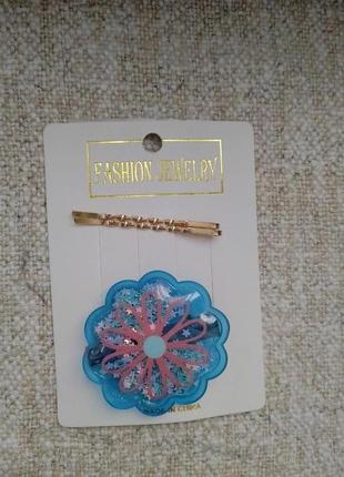 Набор заколок невидимок для волос 3 шт цветок