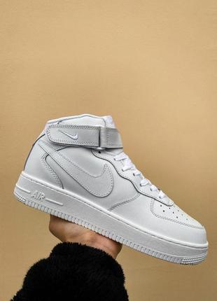 Мужские высокие кожаные кроссовки с мехом nike air force mid winter #найк