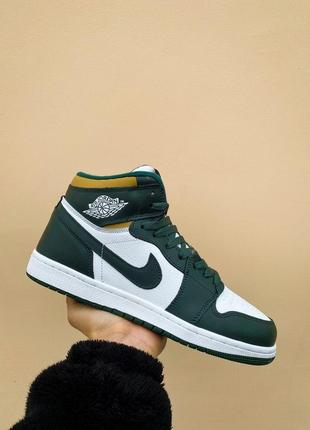 Мужские высокие кожаные кроссовки с мехом nike air jordan 1 mid sonics#найк1 фото