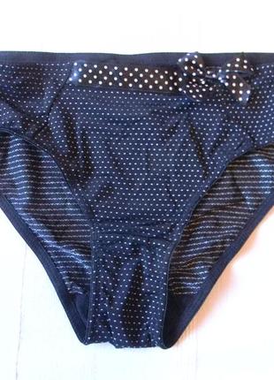 Жен.трусики черные в горох р.40
