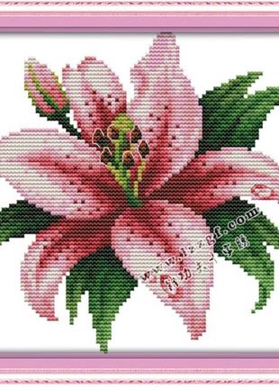 Набор для вышивания по нанесённой на канву схеме "the blossomed lily". aida 14ct printed 21*20 см