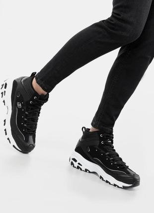 Оригінальні демісезонні черевики skechers d'lites модель 66666250 blk1 фото