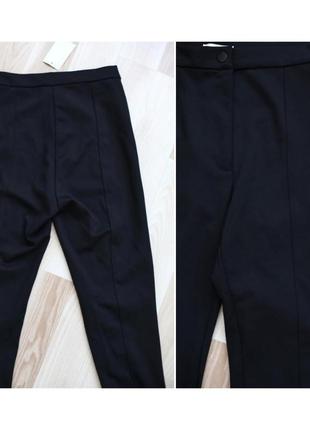 Чорні еластичні штани з високою посадкою легінси з блискавкою брюки з штрипками лосіни h&m брюки чорні4 фото