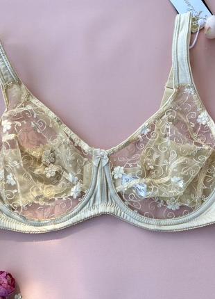 90e бежевий прозорий бюстгальтер великих розмірів без поролону на чашку е