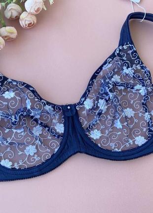 90e синій прозорий мереживний бюстгальтер великих розмірів на чашку е