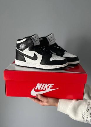 Зимові високі кросівки nike air jordan 1. колір чорний з білим. унісекс усі розміри