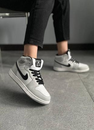 Зимові високі кросівки nike air jordan. колір чорний з білим та сірим. унісекс. усі розміри8 фото