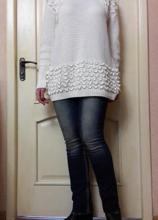 Белый свитер ,длинный7 фото