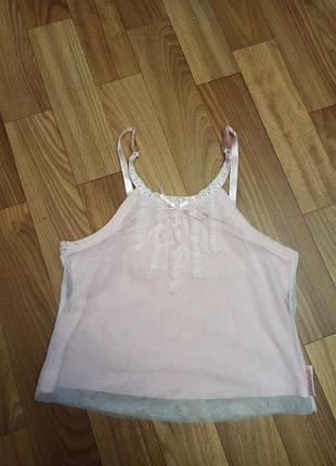 Рожева майка блуза нарядна з фатином на вік 3-5 років