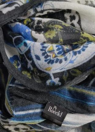 Вовняний шарф палантин roeckl / рекл із квітковим принтом7 фото