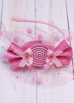 Набір цукерка цукерочка рожевий (обруч і браслет)5 фото