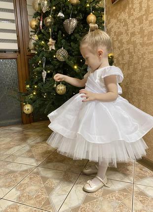 Шикарна новорічна сукня біла сніжинка5 фото