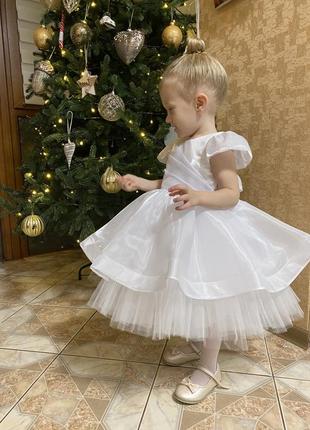 Шикарна новорічна сукня біла сніжинка4 фото