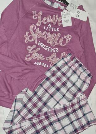 9-10 р, ovs, піжама з цупкого трикотажу і фланелі