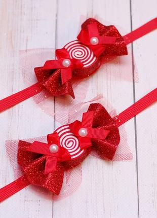 Набір прикрас (обруч і браслети) червоний для образу цукерка цукерочка5 фото