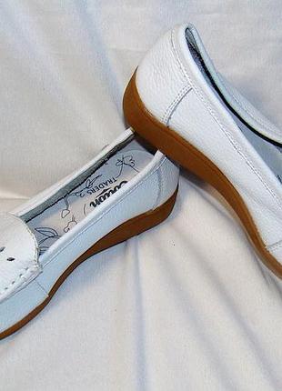 Мокасини жіночі, шкіряні, білі cotton traders (розмір 40 (uk7))