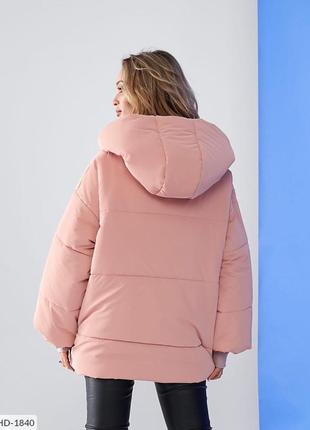 До -25° куртка пуховик пальто с капюшоном короткая велюр розлетайка свободного кроя пудра розовый черная хаки серая5 фото