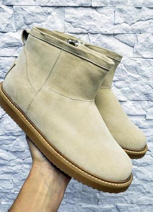 Замшевые женские угги зимние ботинки на овчине ugg mini