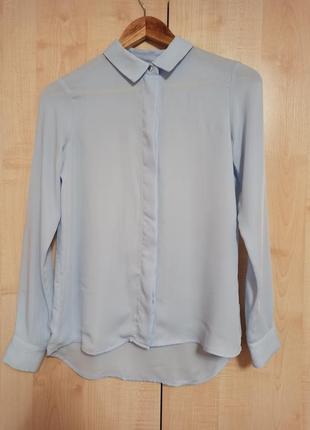 Голубая рубашка блузка тонкая легкая2 фото