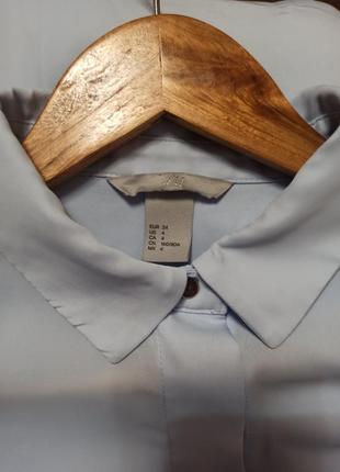 Голубая рубашка блузка тонкая легкая4 фото