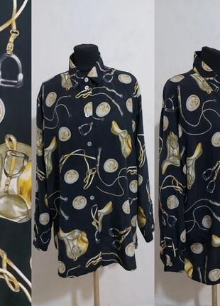 Винтажная блуза, рубашка в стиле hermes, chanel 100%- купро laura di sarpi