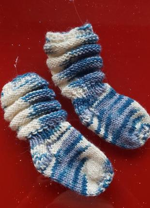 Вязаные теплые носочки гольфы высокие шерстяные носки мальчику 3-6 м