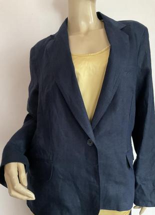 Льняний синій фірмовий жакет/xl- xxl/ brend la redoute