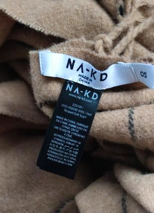 Вовняний шарф палантин na-kd (ней-кед)  бежевого кольору із смужками7 фото