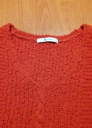 Яскравий помаранчевий пуловер оверсайз з букльованої нитки.4 фото
