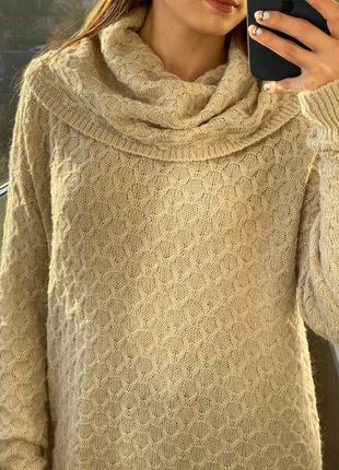 Вільний подовжений пісчаний светр легкої в’язки 1+1=310 фото