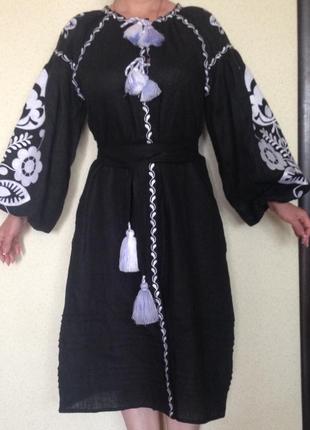 Платье  вышитое льняное бохо,этно,стиль вита кин2 фото