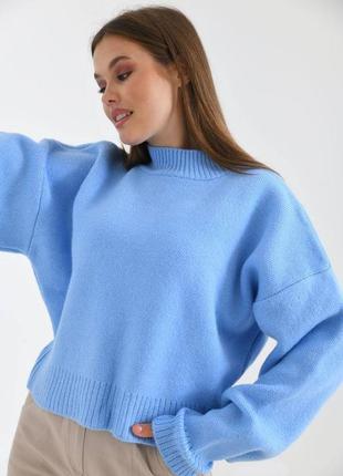 Свободный свитер, р.уни, голубой