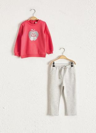 9-12 м 74 - 80 см новий спортивний комплект костюм толстовка та спортивні штани з бавовни дівчинці