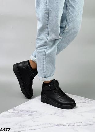 Високі кросівки зимові зима з хутром кеди на липучці шнурівці