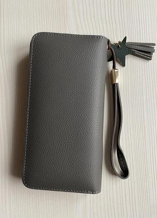 Гаманець жіночий портмоне екошкіра триколірний сірий3 фото