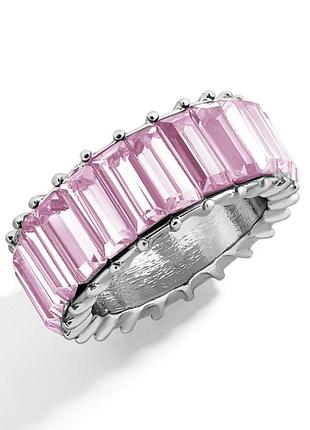 Масивне жіноче кільце з яскравими сяючими рожевими камінцями сріблястого кольору (16)