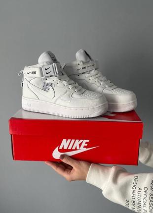 Кросівки зимові ❄nike air force all white (хутро), кеди, хайтопи