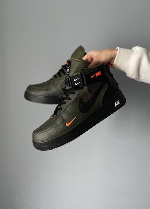 Кросівки зимові ❄nike air force green (хутро), кеди теплі, хайтопи