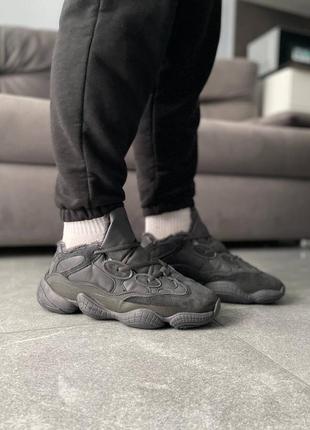 Кросівки зимові ❄adidas yeezy boost 500 black (хутро)