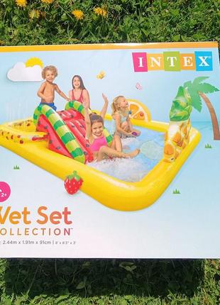Intex ігровий центр 57158 np (2) "веселий фрукт", 244 x 191 x 91 см, з гіркою, від 2-х років, 493л, в коробці