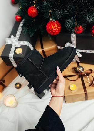 Угги замша ugg classic mini “black”❤❄чоботи замшеві