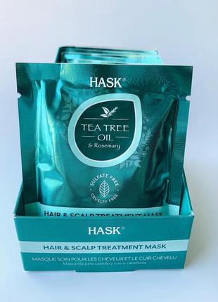 (сша) hask tea tree увлажняющая балансирующая успокаивающая маска для волос и кожи головы🌿3 фото