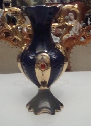 Красивая ваза кобальт позолота фарфор италия1 фото
