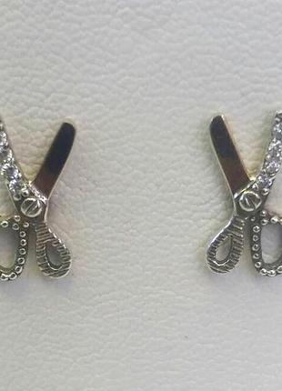 Сережки ножиці з срібла -970199963