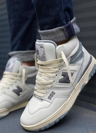 Кросівки високі нью баланс 650 демісезонні new balance 650 white grey, кроссовки нью баланс демисезонные высокие6 фото