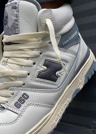 Кросівки високі нью баланс 650 демісезонні new balance 650 white grey, кроссовки нью баланс демисезонные высокие5 фото