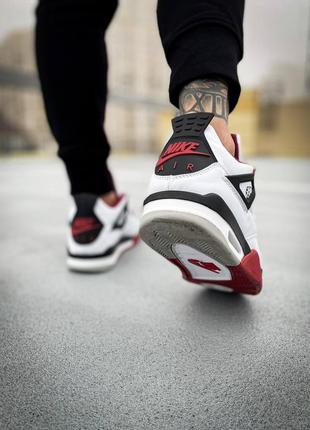 Шкіряні чоловічі кросівки nike air jordan 4 retro "fire red".6 фото