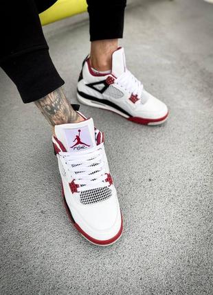 Шкіряні чоловічі кросівки nike air jordan 4 retro "fire red".9 фото